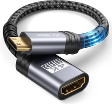 Mini HDMI to HDMI Adapter, Mini HDMI Male to HDMI Female-Gray
