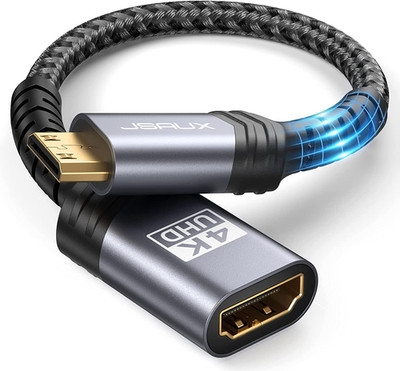 Mini HDMI to HDMI Adapter, Mini HDMI Male to HDMI Female-Gray