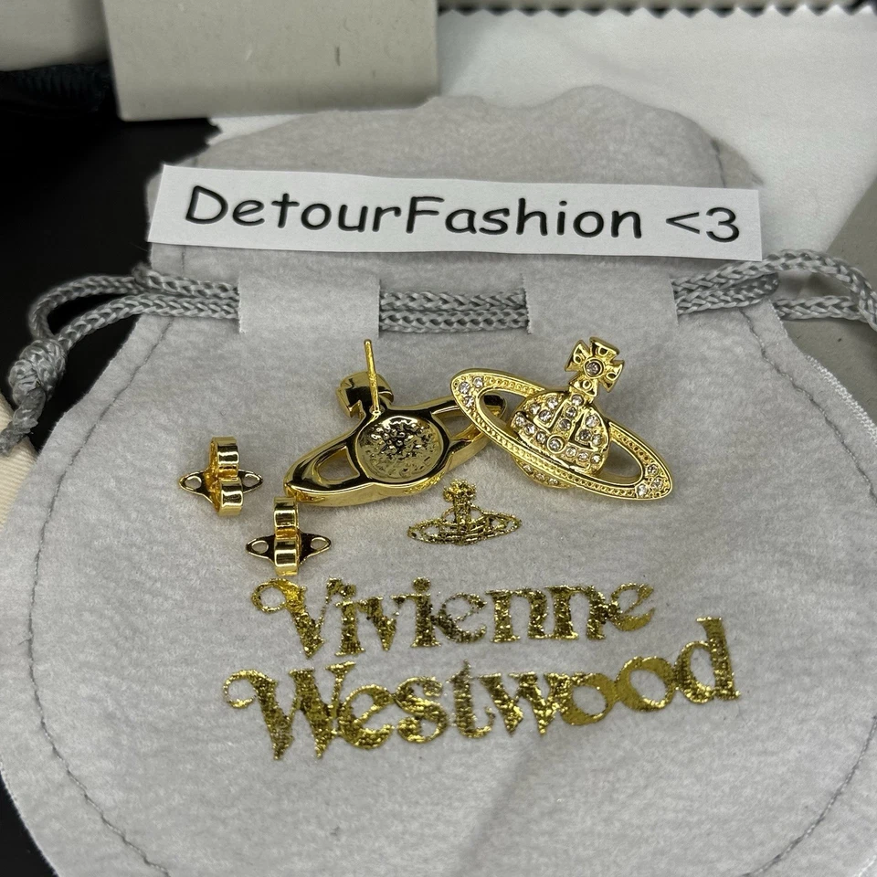 Pendientes Vivienne Westwood Oro Mini Bajor Relieve Planeta Orbe Nuevos Con Caja Foto 4 de 4