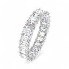 Platinum Band Emerald 4.50 Carat Lab Created Diamond PT950 Eternity E F  VVS2