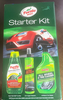 #ad Turtle Wax Hard Shell Liquid Car Wax Starter Kit Protectant Wheel Cleaner $29.25