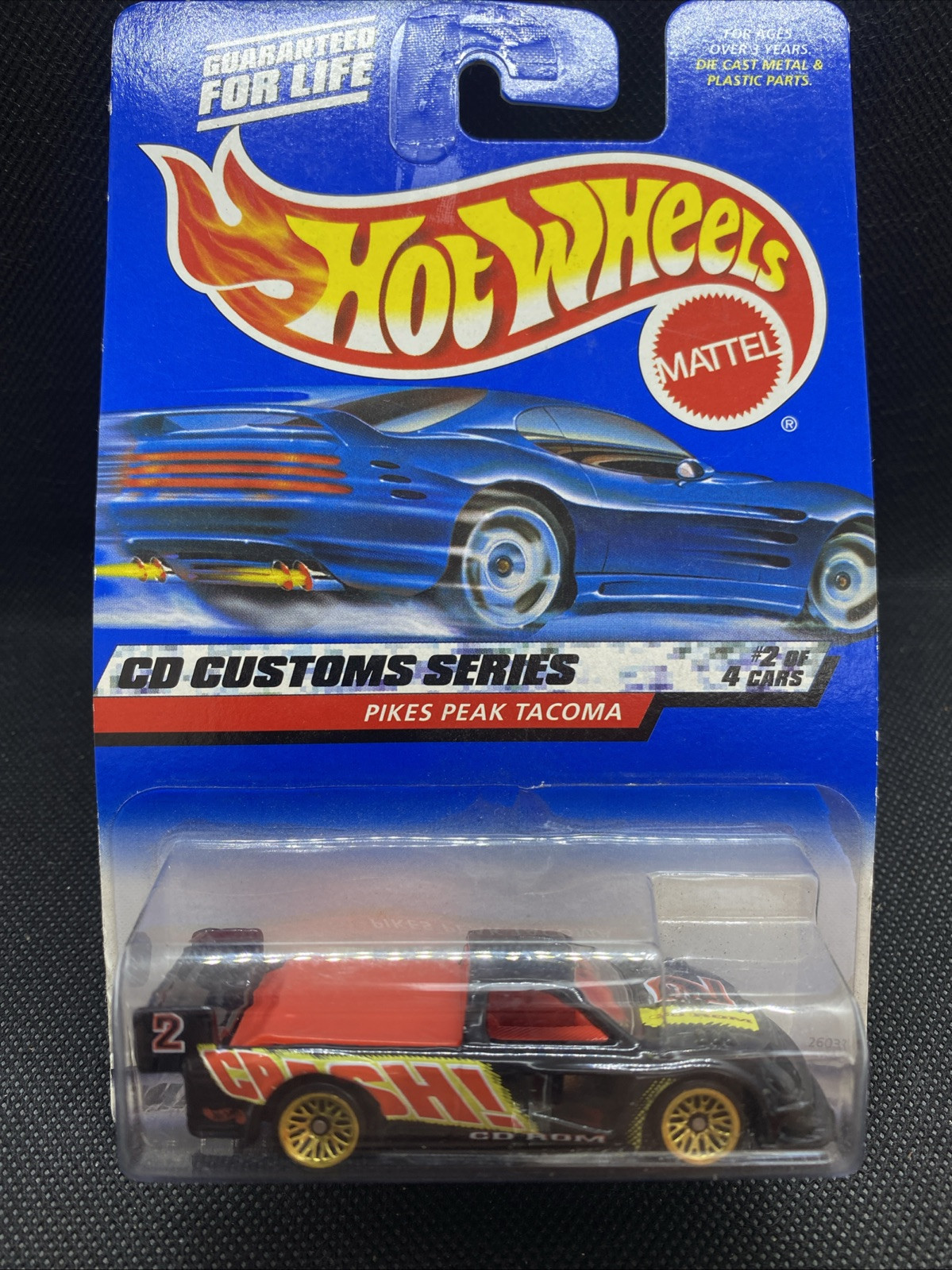 Hot Wheels 2000 Black Pikes Peak Tacoma Car #030 Long Card