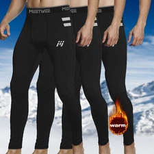 3pcs Men's Thermal Pants Fleece Lined Sports Athletic Leggings Cold Weather Gear