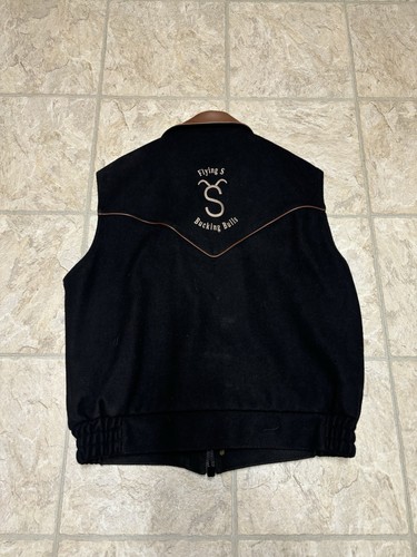 Schaefer Outfitter Wool Vest Leather Collar Men's L Made in USA Brown Style 715 - Picture 2 of 7