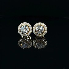 2Ct Round Cut Lab Created Diamond 14K Yellow Gold Plated Solitaire Stud Earrings
