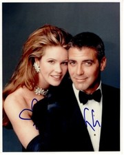 Elle MacPherson and George Clooney signed signed 8x10 photo COA