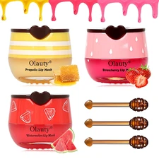  3X Bee Balm Lip Mask Set Honey Pot – Hydrating Scrub & Overnight Lip Care