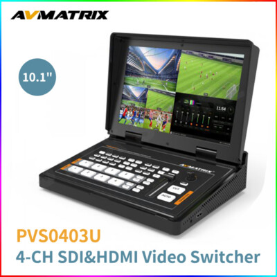 AVMATRIX PVS0403U 10.1 inch IPS 4-CH SDI&HDMI Video Switcher for Live Streaming