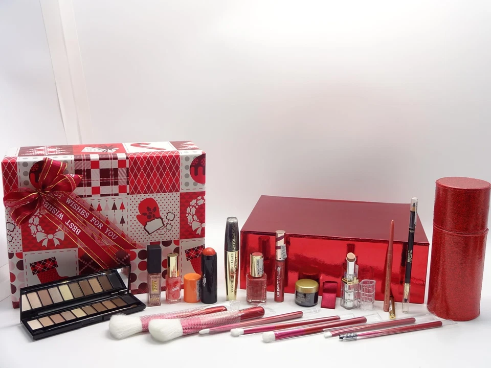 L'Oreal Beauty Glam Make Up Geschenkbox Geschenkset Korb - Gratis Luxus Kabuki Pinsel