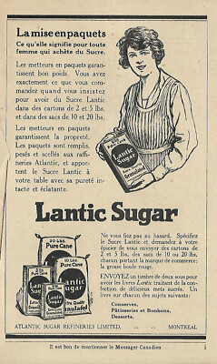1919 LANTIC SUGAR by ATLANTIC SUGAR REFINERIES LTD ORIGINAL AD IN FRENCH
