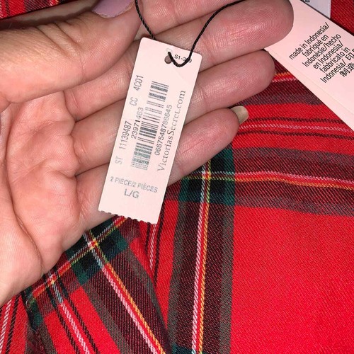 NWT Victoria's Secret Red Plaid Long Sleeve PJ Lounge Button-Up Top - 第 8/12 張圖片