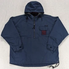 Vtg 90s G.H. Bass Outdoors Anorak Jacket Men's Medium 1/4 Zip Pullover Blue Red