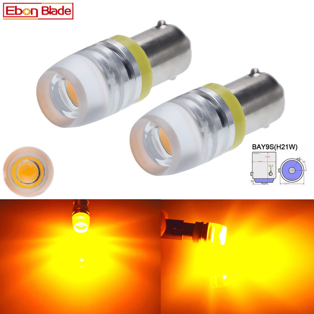 2 X BAY9S H21W LED Bulbs Amber Yellow Truck Bus Side Parker Light Lamp 24V  DC