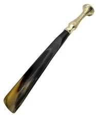 Shoe Horn Made with Real Horn Handmade Grip Long Brass handle Shoehorn 17 INCH