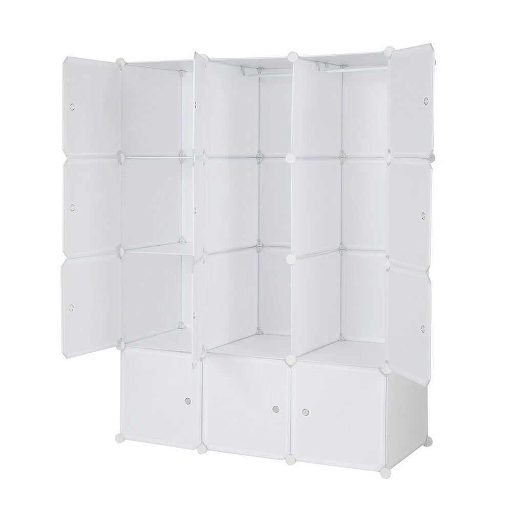 12Cube Organizer Stackable Plastic Cube Storage Shelves and Hanging Rod Standard 12Cube Organizer Stackable Plastic Cube Storage Shelves and Hanging Rod Standard