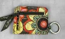Vera Bradley Pocket Mini Wallet Credit Card ID BROWN FLORAL SNAP 0146