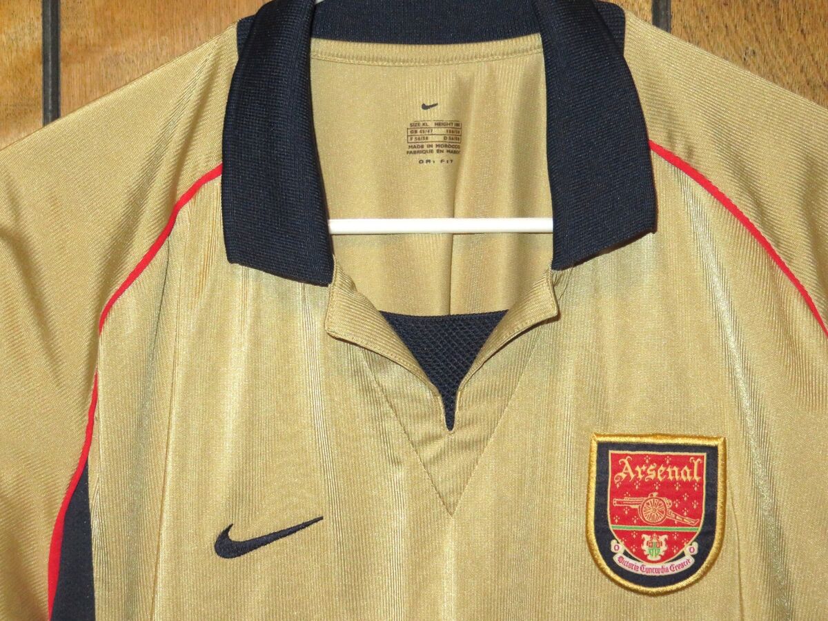 Excellent Nike Authentic Original 2001 2002 Arsenal Gold Excellent Nike Authentic Original 2001 2002 Arsenal Gold