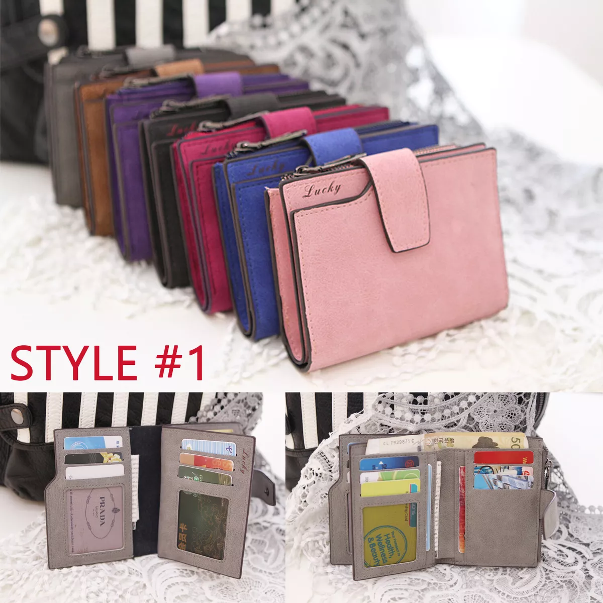  Women Card Holder Money Clip Korean Style Wallet Credit Card  Bag Short Wallet Simple Ladies Thin Coin Purse(Pink) : Clothing, Shoes &  Jewelry