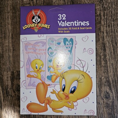 Looney Tunes 32-Count Valentine's Fold And Seal Cards With Seals NIB Vintage