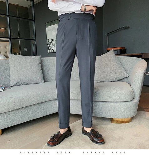 Fashion Trousers Men's Business High Waist Straight Pants Business Casual Formal - Bild 8 von 21
