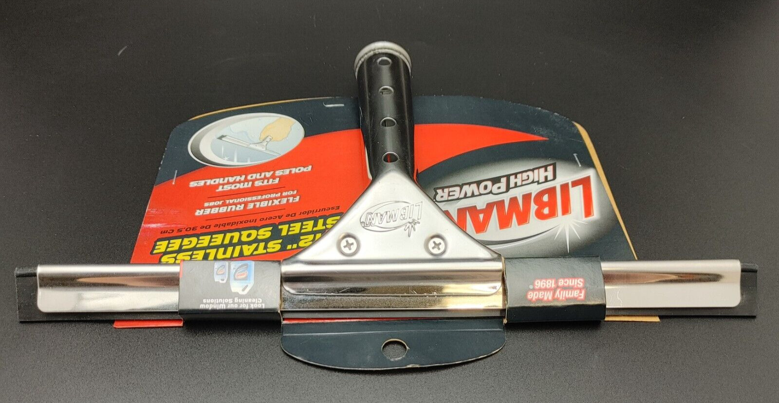 Libman 12" Squeegee High Power Flexible Rubber Stainless Steel Home & Commercial