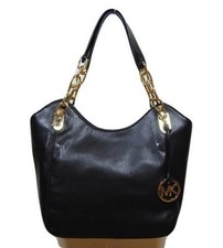 NEW MICHAEL KORS MEDIUM+LARGE LILLY BLACK LEATHER TOTE SHOULDER,HAND BAG PURSE