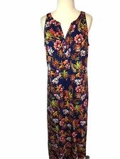 TACERA Maxi Dress Sleeveless Floral Women's Large Tropical Tassels
