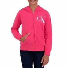 NWT Calvin Klein Girl's Youth Full Zip Cotton Logo Sweatshirt Hoodie XS, S
