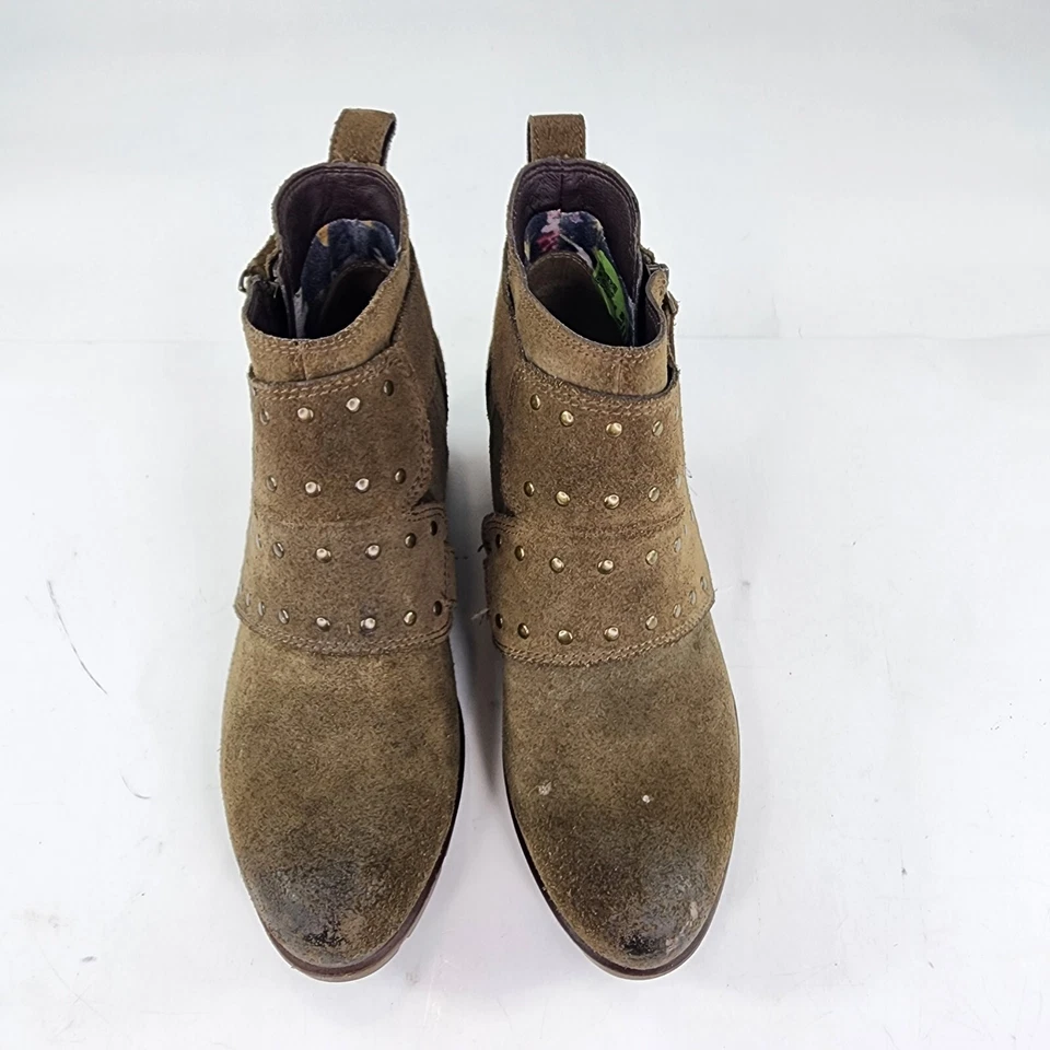 Botín para mujer Cat Caterpillar Anna Rose EE. UU. 7,5 gamuza oliva tachuelas monje cremallera bota Foto 3 de 4