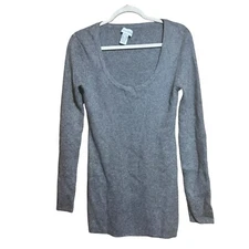 Soft Surroundings Tunic Sweater Tall Small Gray Wool Angora Ribbed Pullover