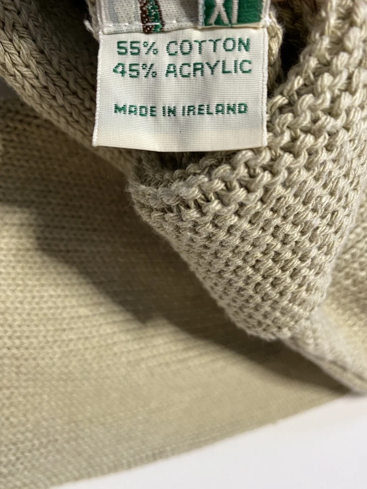 Cárdigan suéter tejido frente abierto mezcla algodón Aran Crafts Ireland XL marfil usado en excelente estado Foto 4 de 4