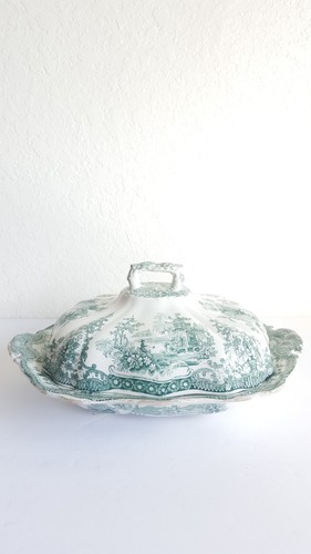 W. ADAMS & Co. Piedra China Verde TEAL VILLAS DE HADAS Ovalado Vegetal 8” Cuenco con Tapa - Imagen 15 de 17