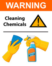 Warning Cleaning Chemicals Health & Safety Spa Poster Sticker Rigid Foamex Board