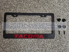 Tacoma Red CF Printed Pattern Black Aluminum License Plate Frame