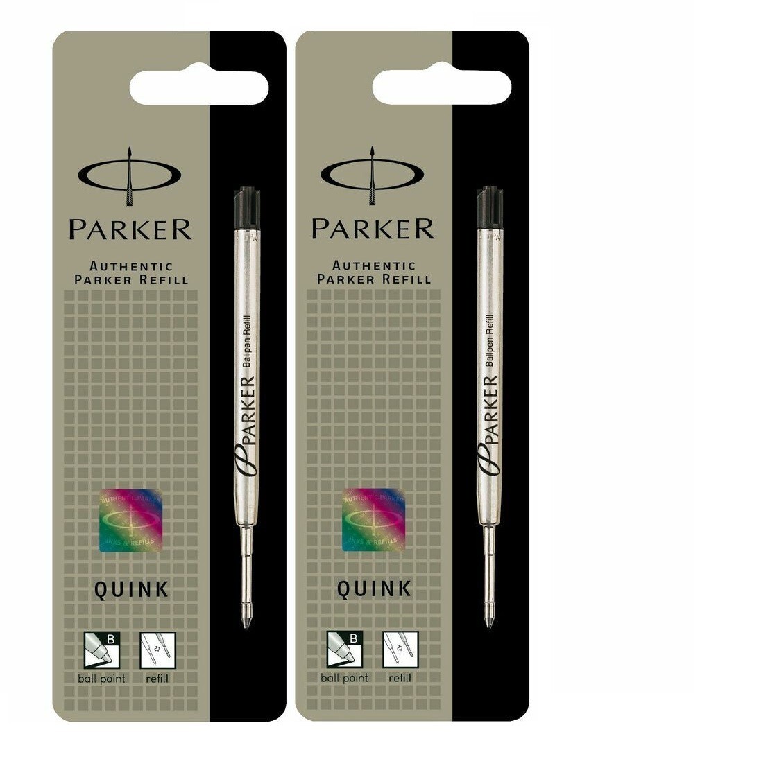 2 Pack Genuine Parker Ballpoint Refill BLACK Biro Fine Quink Flow - Foto 12