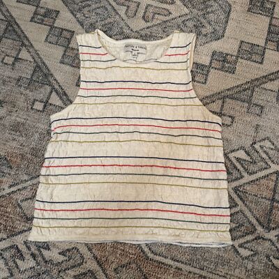 Madewell Texture & Thread Sleeveless Rainbow Stitch Round Neck Medium Fitted Tan