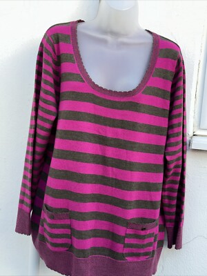 Pullover Rundhals Taschen Per Una Streifen Gr. 22