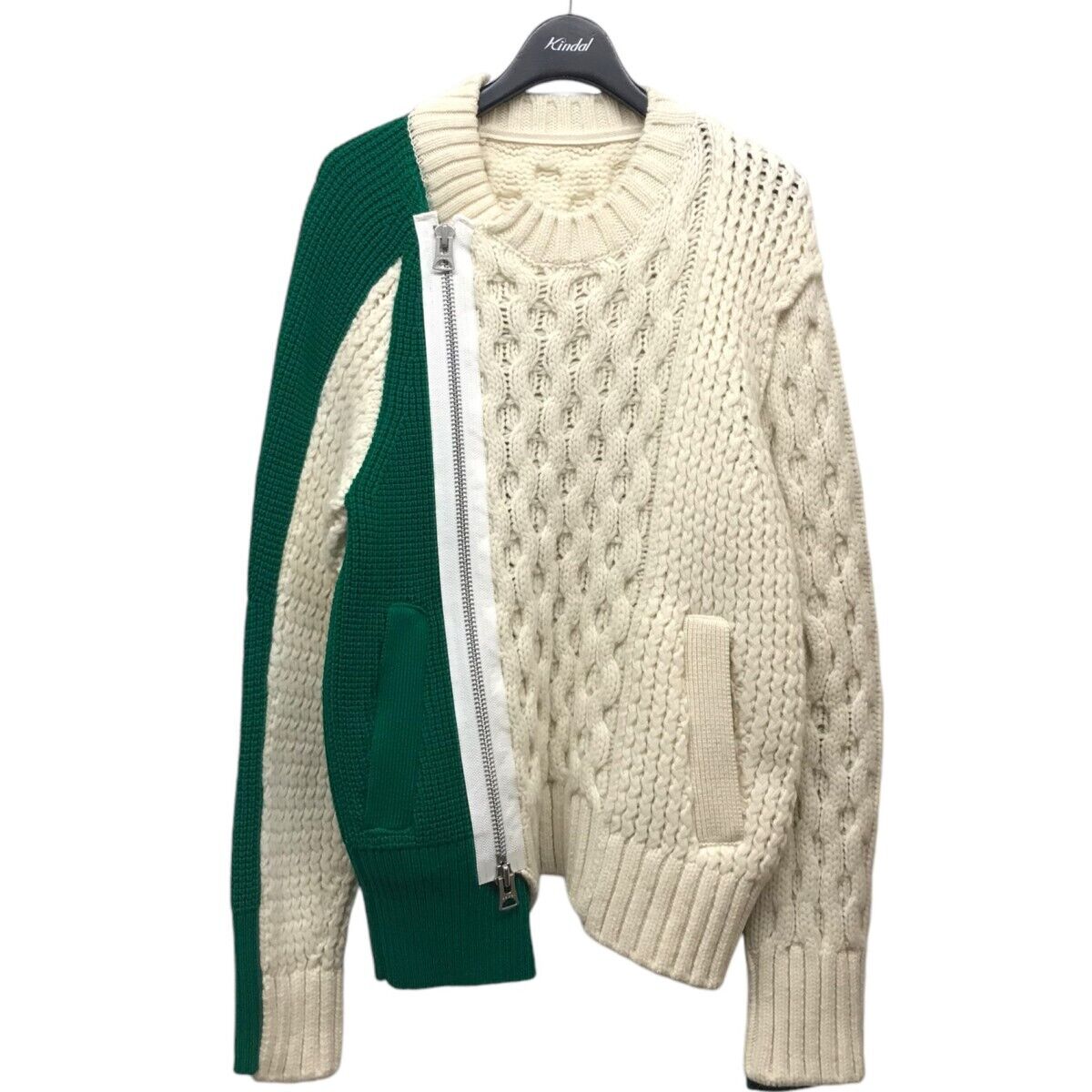 Used sacai 21Aw Wool Knit Zip Up Blouson 21-02778M Off White Used sacai 21Aw Wool Knit Zip Up Blouson 21-02778M Off White
