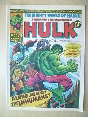 Comic- Mighty World of MARVEL Starring The Incredible HULK, No.58,10 Nov 1973