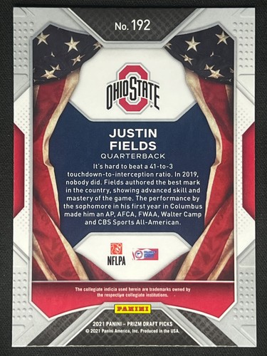 JUSTIN FIELDS 2021 Panini Prizm Draft Picks All-Americans Rookie RC | Ohio State - Picture 2 of 2