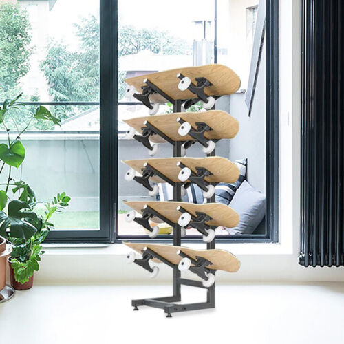 5 Layer Skateboard Deck Rack Holder Floor Stand Longboard Display Shop Organizer - Picture 3 of 10