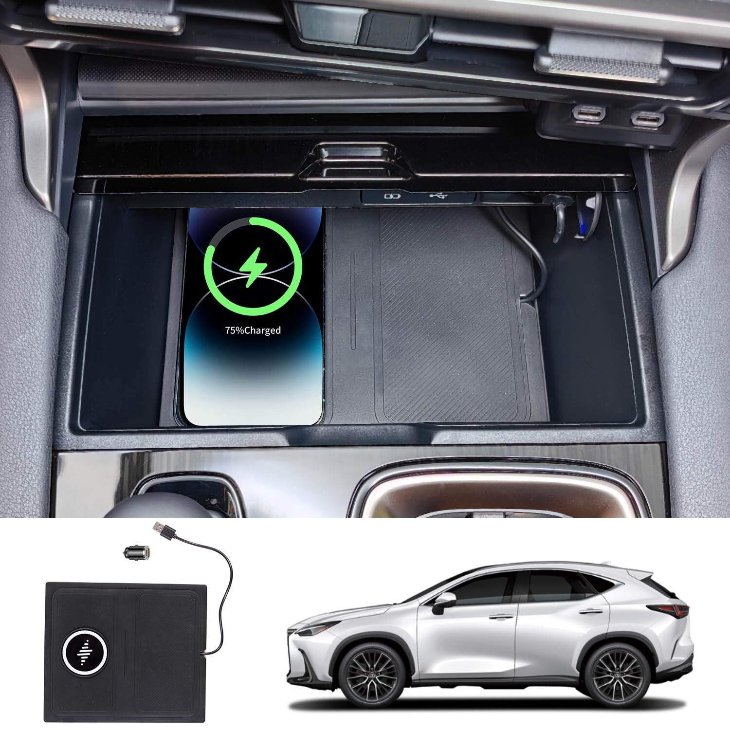 Compatible with Lexus RX 350FWD/350 AWD/350h AWD Car Wireless Charging Pad,Fa...