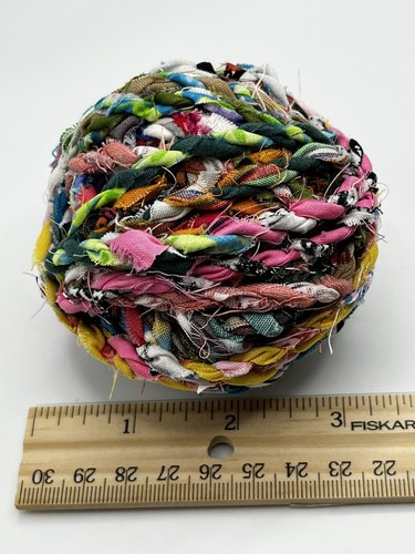 14 Yards Colorful Rainbow Vintage Handmade Twisted Fabric Rope Yarn Ball #4001