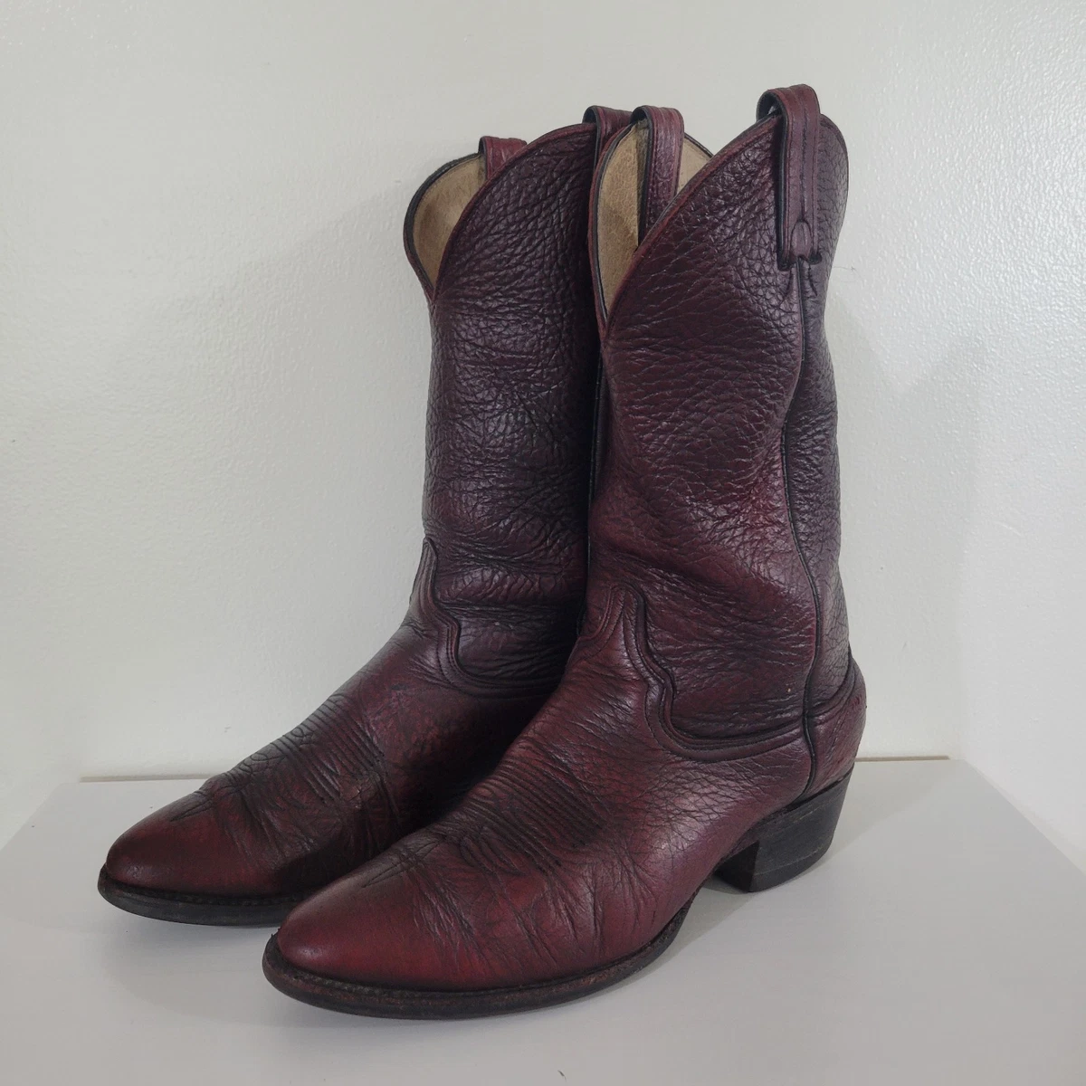 Original Abilene Boots Western Cowboy Red Black Leather (READ F/ SIZE) VTG 90s ABILENE Brown Leather PACKER Boots . Vintage Cowgirl Country  main image 2