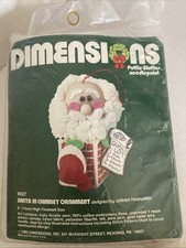 Dimensions Puffy Stuffed Needlepoint Santa In Chimney Vintage Ornament Kit