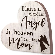 Sympathy Gift Memorial Wooden Heart Shaped Sign for Loss of Mother Bereavemen...