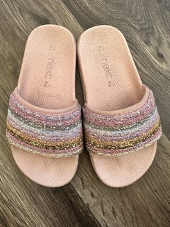 NEXT Girls Pink Glitter flip flops/Sliders Size 12