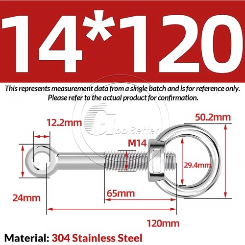 M10 M12 M14 A2 304 Stainless Steel Lifting Eye Nut + Eye Bolts Threaded Rings - Picture 54 of 60
