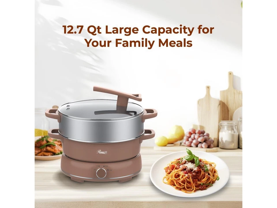 Rosewill 12.7 夸脱电火锅带多种功能,拆分设计带 11。 — 第 3/4 张图片