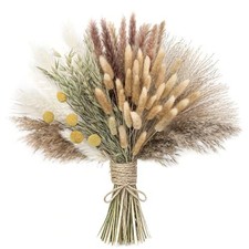 118PCS Dried Flowers Bouquet, Vase Not Included , Dried Pampas Light Yellow